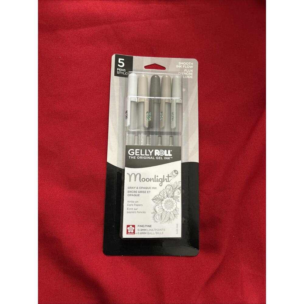 Lot Of 2 Sakura Gelly Roll Moonlight 5 Pens. Fine 0.3MM 0.6MM Ball New Gray